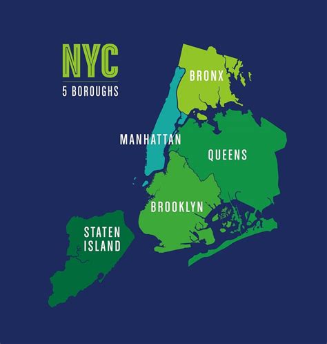 MAP 5 Boroughs Of New York City Map