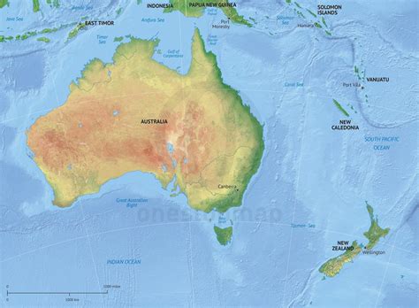 Map of Australia and New Zealand