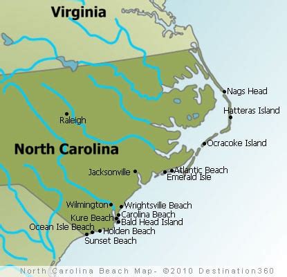 MAP Beaches in North Carolina Map