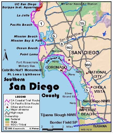 MAP Beaches In San Diego Map