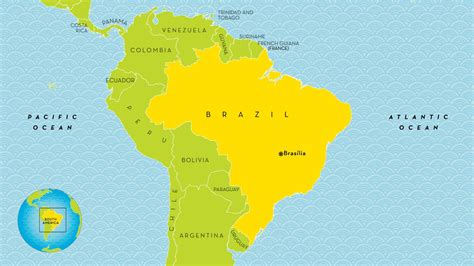 MAP Brazil on a World Map