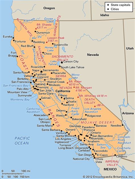Map of California on the Map of USA