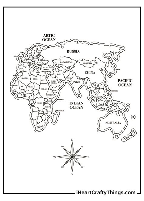 MAP Coloring Pages Of World Map