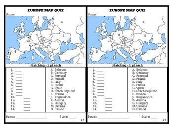 MAP Countries in Europe Map Quiz