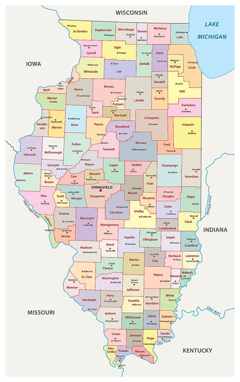 Map of Illinois with cities