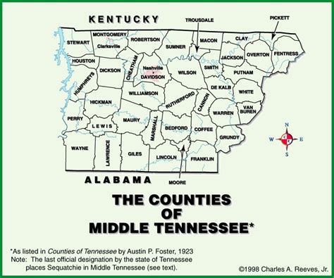 MAP County Map Of Middle Tennessee