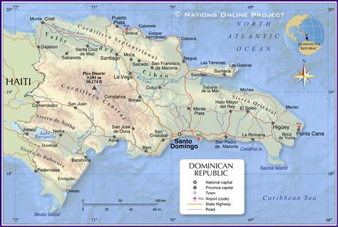 A map of the Dominican Republic on a world map
