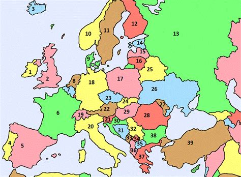 MAP Europe Map With Countries Quiz