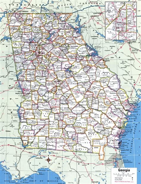 MAP Georgia Map of Counties and Cities