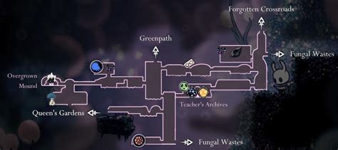 A map of Fog Canyon in the game Hollow Knight