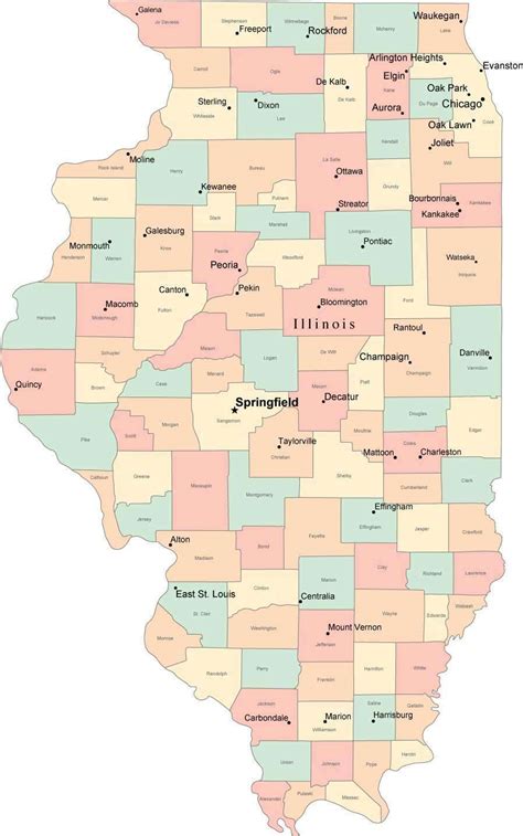 MAP Il County Map With Cities