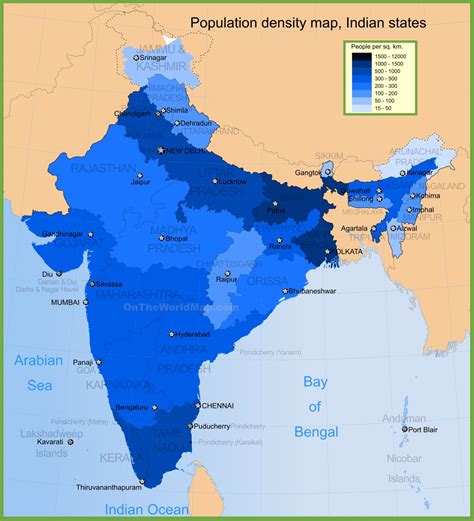 Map of India with Population Density