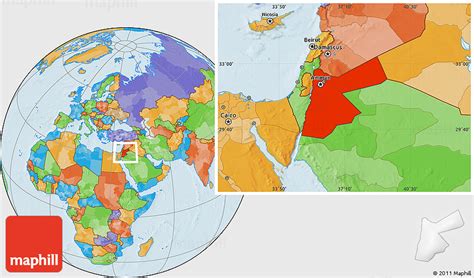 MAP Jordan On A World Map