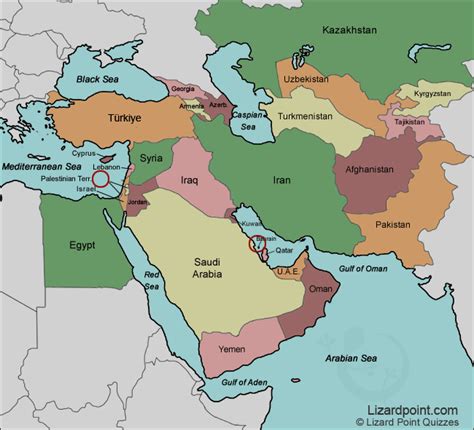 Labeled Map Of Middle East