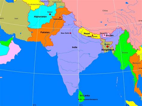 MAP Labeled Map Of South Asia