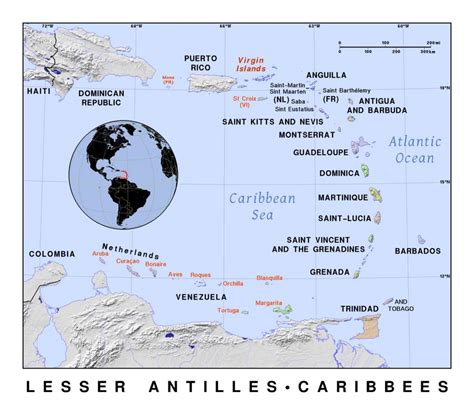 MAP Lesser Antilles On A Map Image