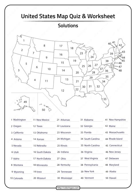 Map of 50 states with names