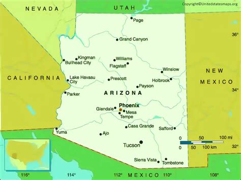 MAP Map Of Arizona And Nevada