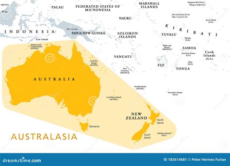 Map of Australasia and Oceania