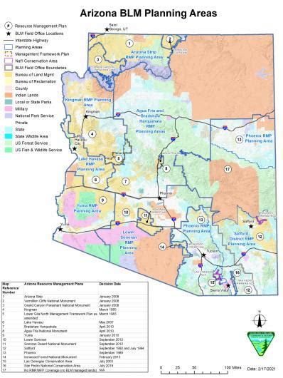 MAP Map of BLM Land in Arizona
