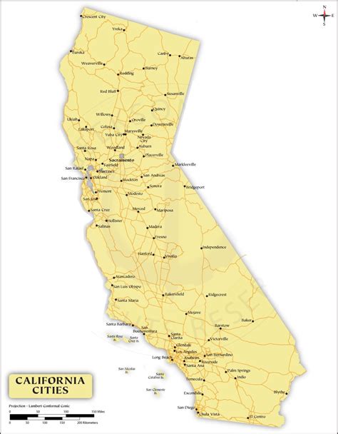 MAP Map Of California Major Cities