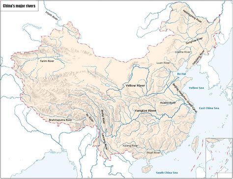 MAP Map of China with Rivers