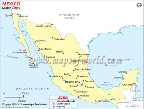 MAP Map of Cities in Mexico