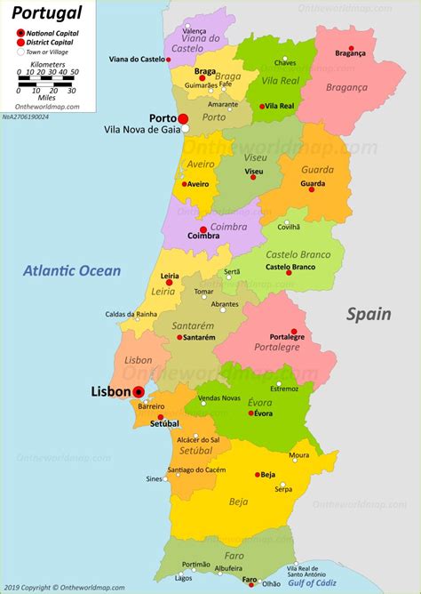 MAP Map of Cities in Portugal