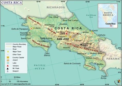 MAP Map of Costa Rica Central America