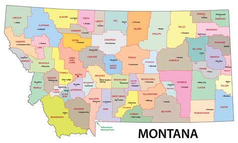 Montana map with counties