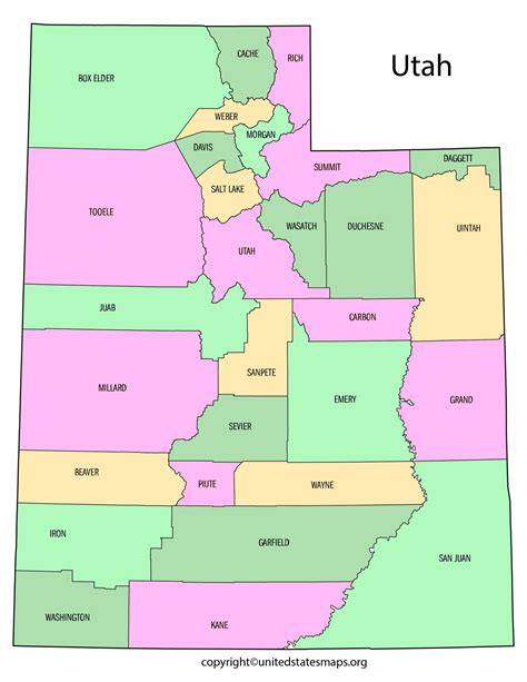 MAP Map Of Counties In Utah