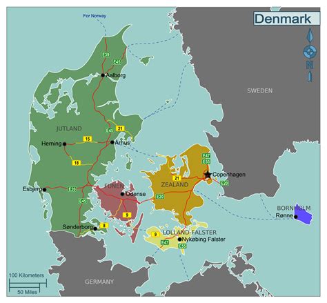 Map of Europe with Denmark