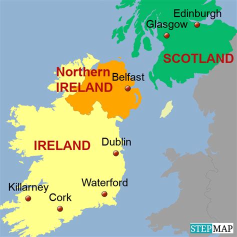 Map of Ireland and Scotland