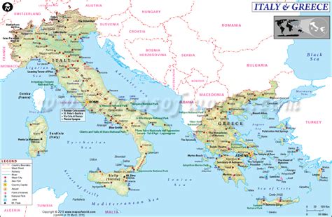 Map of Italy and Greece