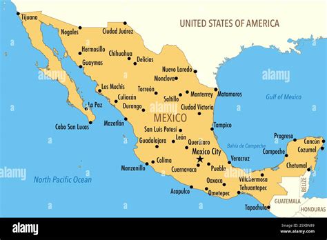 Map of Mexico with Cities