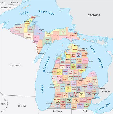 Map of Michigan Cities and Counties