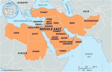 MAP Map of Middle Eastern Countries