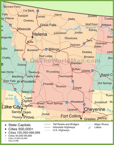 MAP Map of Montana and Wyoming