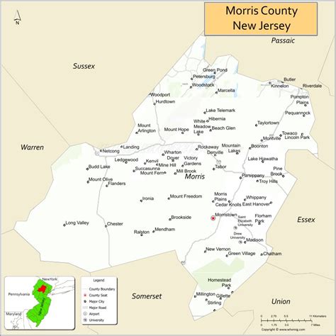 Map of Morris County NJ
