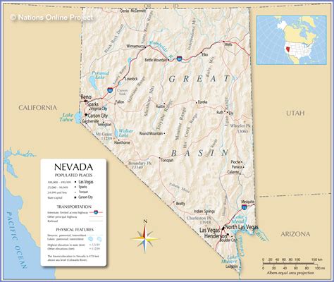 Map of Nevada and Arizona
