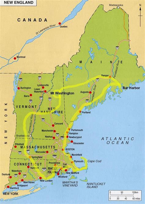 Map of New England Coast