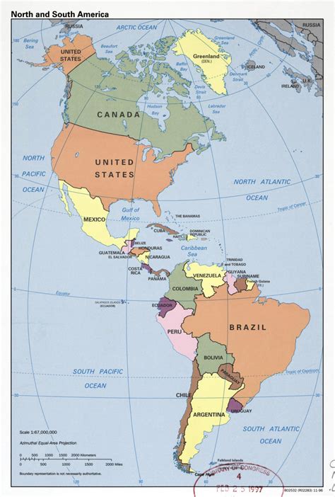 Map of North and South America