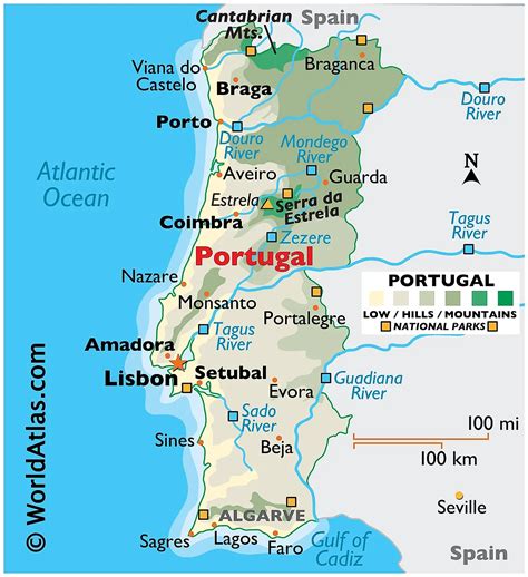 Map of Portugal with Cities