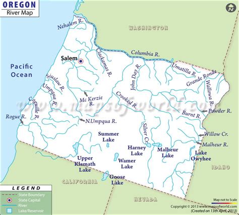 Map of Rivers in Oregon