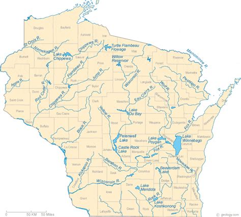MAP Map Of Rivers In Wisconsin