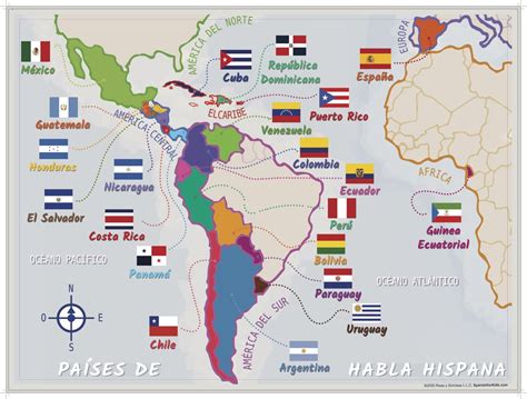 MAP Map of Spanish Speaking Countries