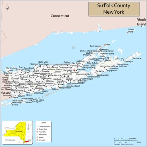 Map of Suffolk County NY