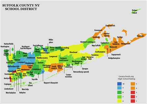 Map of Suffolk County NY