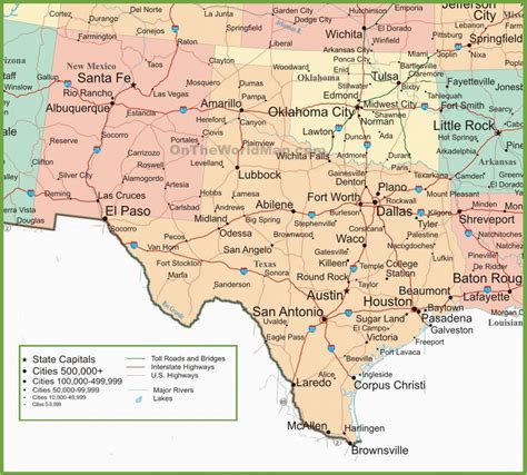 MAP Map of Texas and New Mexico