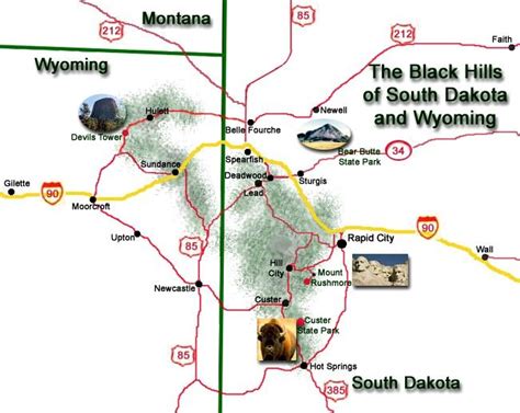 Map Of The Black Hills South Dakota